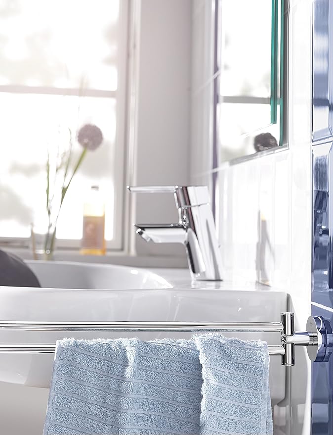 GROHE 40371001 Essentials Double Towel Bar, 18-Inch, Starlight Chrome