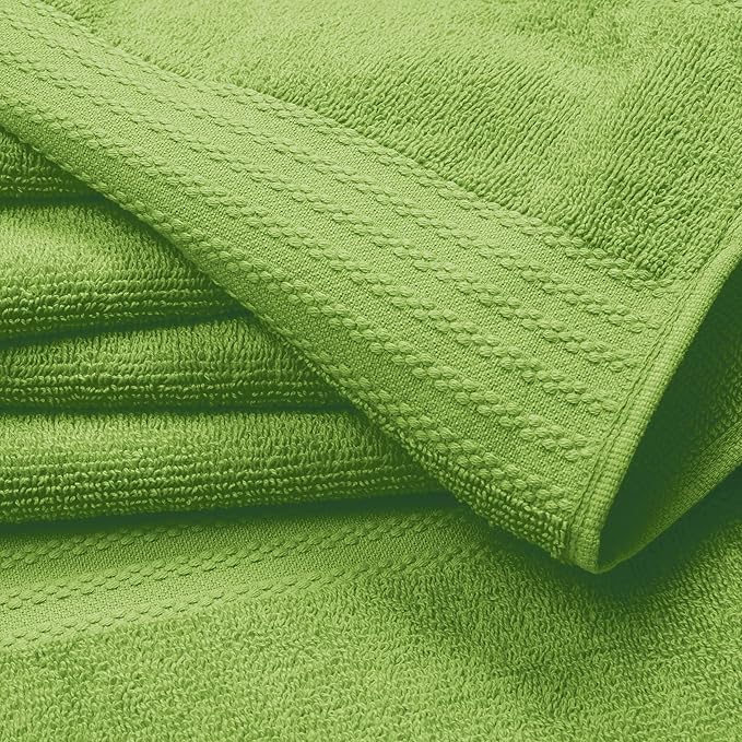 GLAMBURG Ultra Soft 8-Piece Towel Set - 100% Pure Ringspun Cotton, Contains 2 Oversized Bath Towels 27x54, 2 Hand Towels 16x28, 4 Wash Cloths 13x13 - Ideal for Everyday use, Hotel & Spa-Kiwi Green