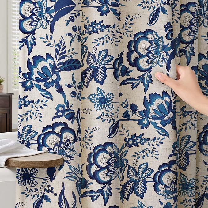 Navy Blue Fabric Shower Curtain,Modern Abstract Geometric Shower Curtain for Bathroom,72" W X 72" L