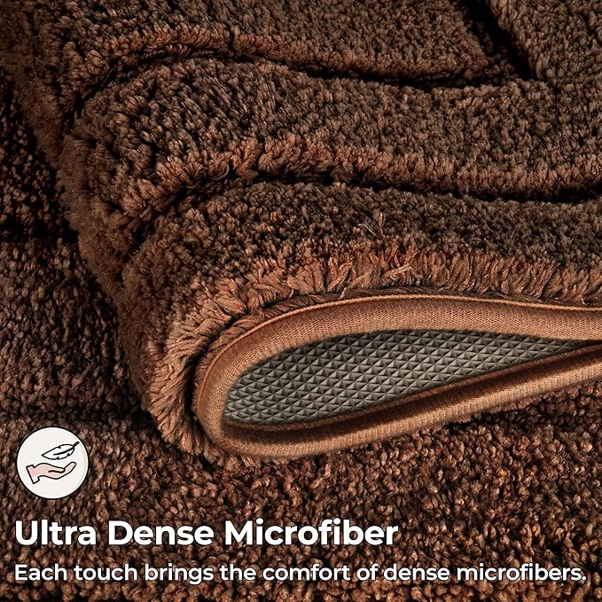 GRANNY SAYS Bathroom Rugs Non Slip 36" x 24", Bath Mats for Bathroom, Super Soft and Water Absorbent, Microfiber Washable Bath Rugs for Bath Floor, Tub and Shower, Brown