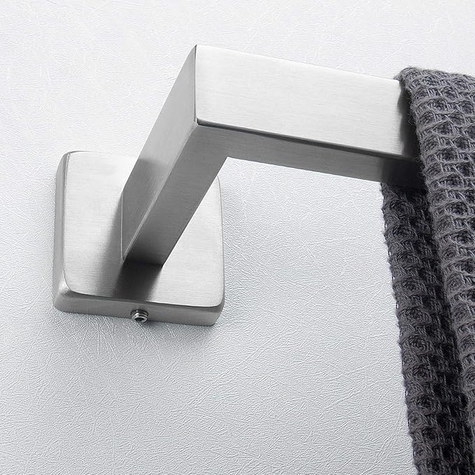 NearMoon Bathroom Towel Bar, Bath Accessories Premium Thicken Stainless Steel Square Shower Towel Rack for Bathroom, Towel Holder Wall Mounted (1 Pack, Brushed Nickel, 24 Inch)