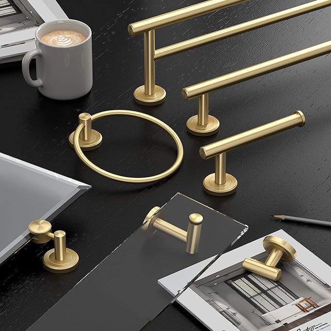 Gatco 4232 Latitude II Towel Ring, | Modern Hand Towel Holder for Bathroom | Stylish Decorative Hardware, Heavy Duty Metal, EZ Ancor Mounting | Brushed Brass
