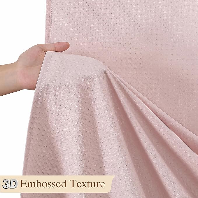 Aiyufeng Long Shower Curtains for Bathroom，Dot Like Embossed Textured Water Repellent Fabric Shower Curtain，Hotel Luxury Quality & Soft Cloth，Machine Washable，72Wx84L，Pink