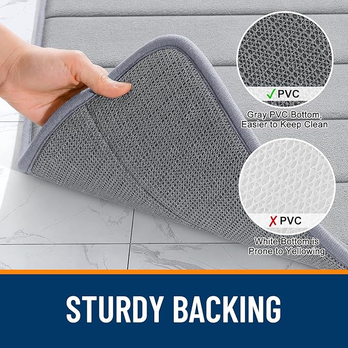 OLANLY Memory Foam Toilet Rugs U Shaped 24x20, Super Soft Absorbent Contour Bath Rugs, Quick Dry, Machine Washable Toilet Mat, Bathmat Floor Carpet, Bathroom Home Decor Accessories, Grey