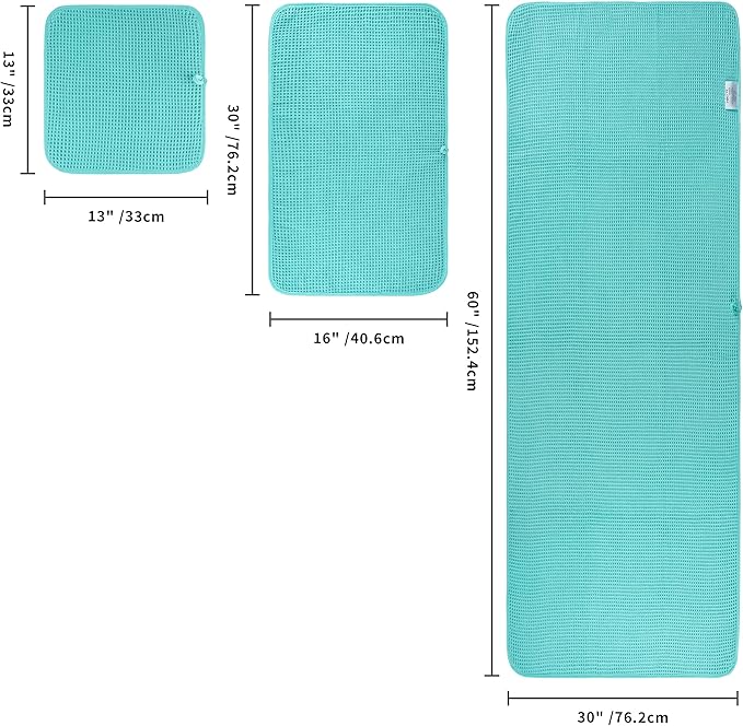 POLYTE 430 GSM Microfiber Quick Dry Lint Free Oversize Bath Towel Set, 6 Piece (Waffle Weave)