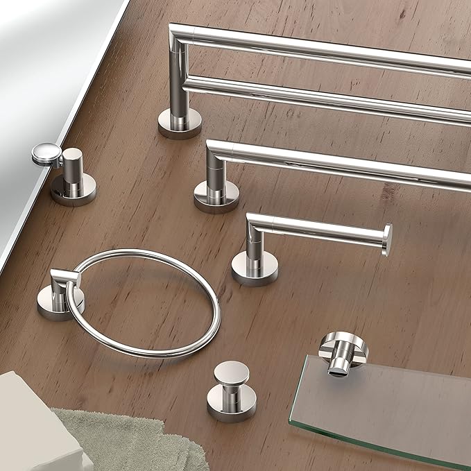 Gatco 4311 Glam Single Towel Bar, 18 Inch, Polished Nickel | Wall Mount Bathroom Towel Holder | Total Length 20"