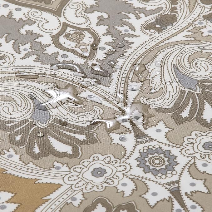 Palermo Farmhouse Khaki Classic Polyester Waterproof Fabric Paisley Vintage Printed Decorative Taupe Stall Shower Curtain for Bathroom,Small 54" W x 72" L