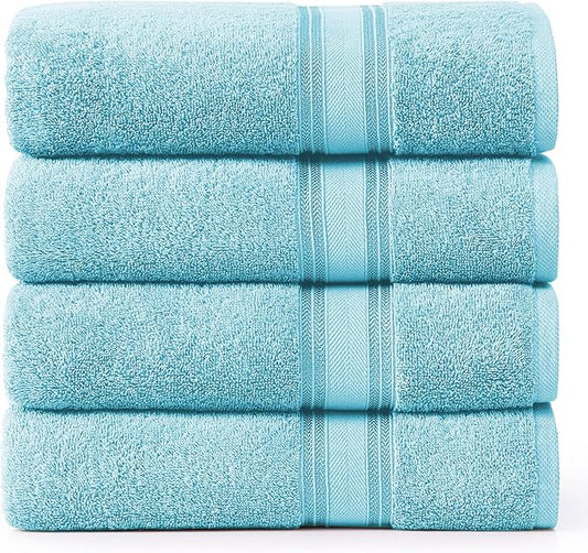 LANE LINEN Extra Large Bath Towels for Bathroom, Zero Twist, 100% Cotton Quick Dry Bath Sheet Set, Bath Towel Sets for Bathroom, Soft Shower Towels, Hotel Towels, Luxury Bath Towels Set of 4 - Blue