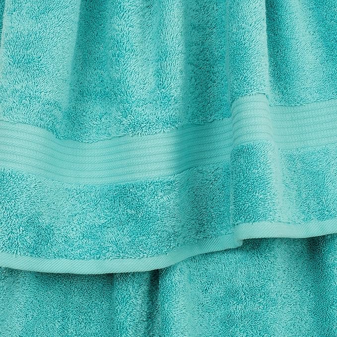 Cotton Paradise 100% Cotton Turkish Washcloth Set for Bathroom, 4 Piece Soft Absorbent Small Towels Wash Rags, Turquoise