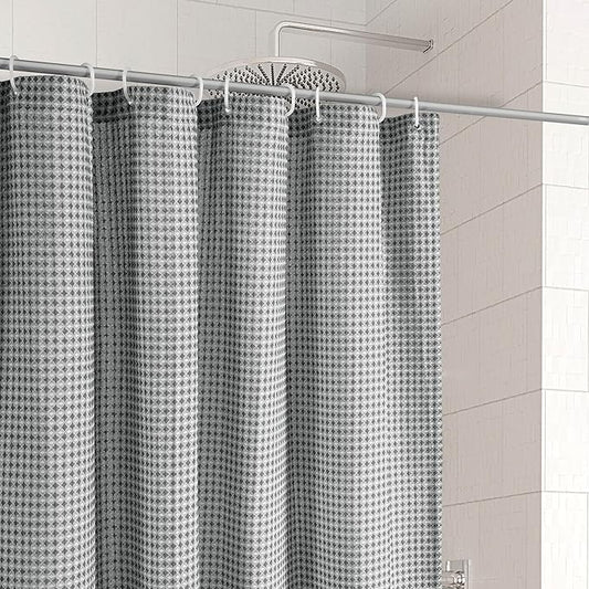 LANE LINEN Luxury Shower Curtains - 72W x 72H - Heavyweight Waffle Weave Fabric - Stable Hanging for Comfortable Showering, Water Repellent & Quick Dry - Header with Rust Proof Grommets - Gray