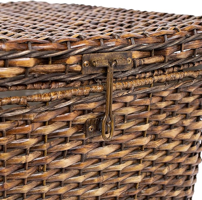 BirdRock Home Rattan Peel Hamper with Lid - Removable Laundry Bag - Machine Washable Canvas Lining - Spacious Interior - Organizer, Brown