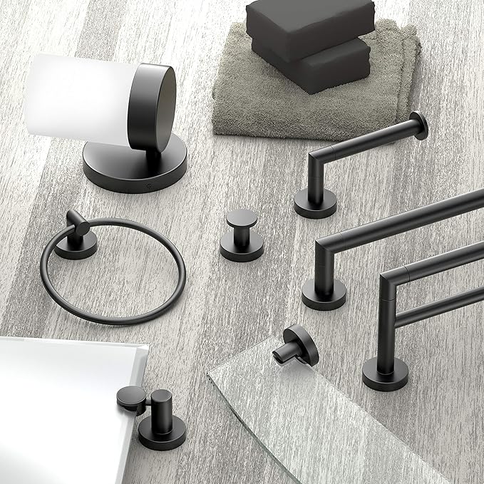 Gatco 4630MX Glam Single Towel Bar, 24 Inch, Matte Black