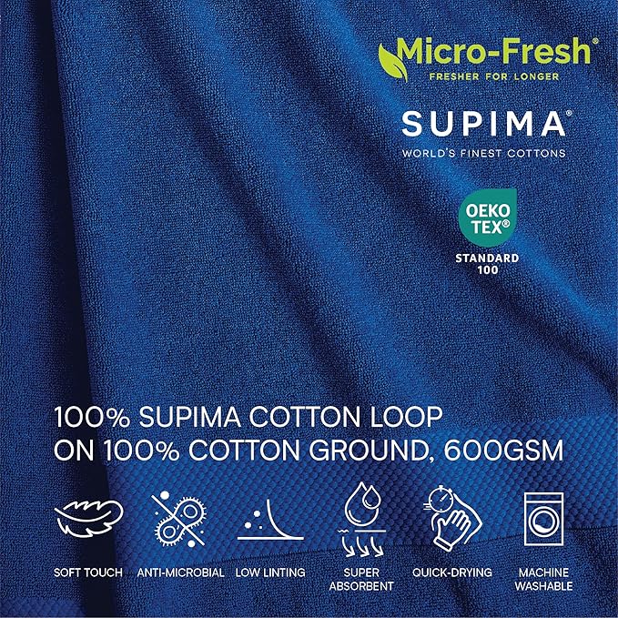 Lacoste Heritage 100% Supima Cotton Wash Cloth, Surf Blue, 13" x 13" – Highly Absorbent & Quick Drying, Premium Super Soft Bath Towel, Bathroom Essential, Gift for All Occasions, Machine Washable