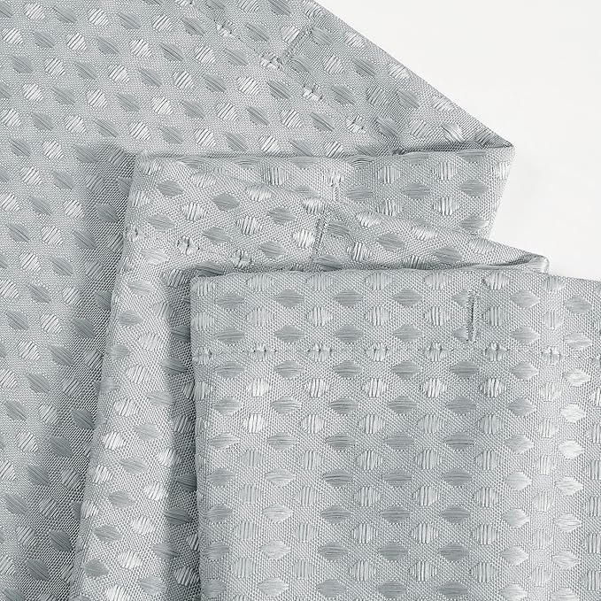 Luxury Dobby Weave Shower Curtain Elegant Hotel Style Fabric for Bathroom, Water Repellent, Machine Washable Light Grey Dobby