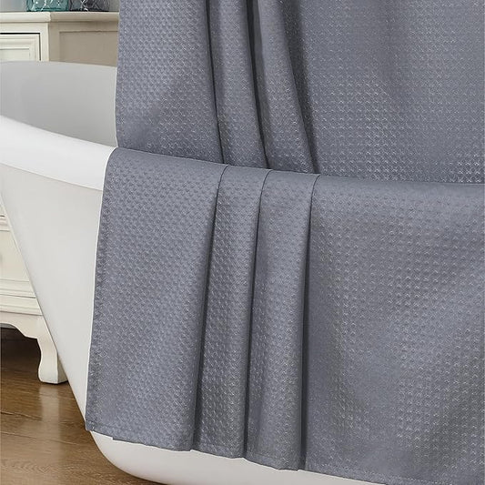 Aiyufeng Grey Shower Curtains for Bathroom，Dot Like Embossed Textured Waterproof Soft Polyester Cloth Shower Curtain，Hotel Spa Machine Washable，72Wx72L