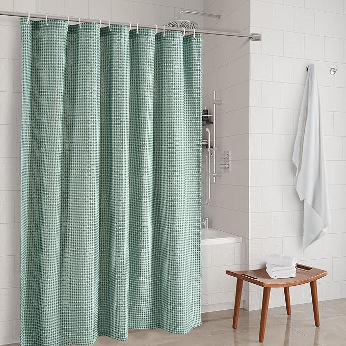 LANE LINEN Premium Shower Curtain - 72 x 72 inches Standard Sized - Spa Inspired Waffle Weave Fabric, Water Repellent, Quick Dry - Easy Care, Machine Washable - Header with Metal Grommets - Sage Green