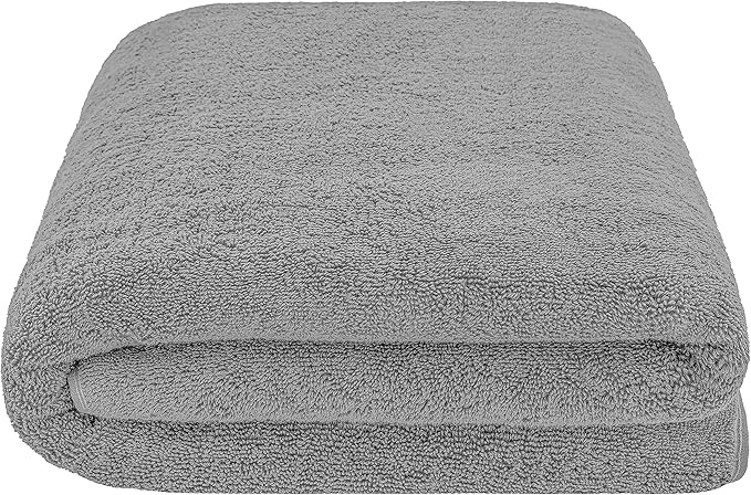 American Soft Linen 100% Cotton 600 GSM Turkish 40x80 Oversized Bath Towel Sheet, Extra Large Adult Towels for Bathroom, Light Grey Bath Sheet