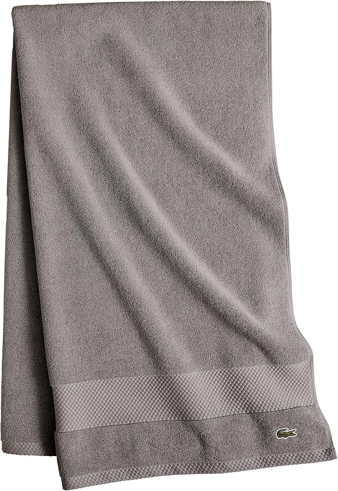 Lacoste Heritage 100% Supima Cotton Bath Sheet, Meteorite, 35" x 70" – Highly Absorbent & Quick Drying, Premium Super Soft Bath Towel, Bathroom Essential, Gift for All Occasions, Machine Washable