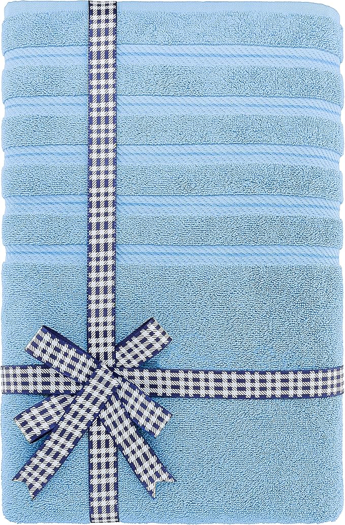 American Soft Linen 35x70 Jumbo Large Bath Towel, 600 GSM 100% Cotton Turkish Bath Sheet, Oversized Luxury Bath Towel for Bathroom Beach and Pool, Sky Blue