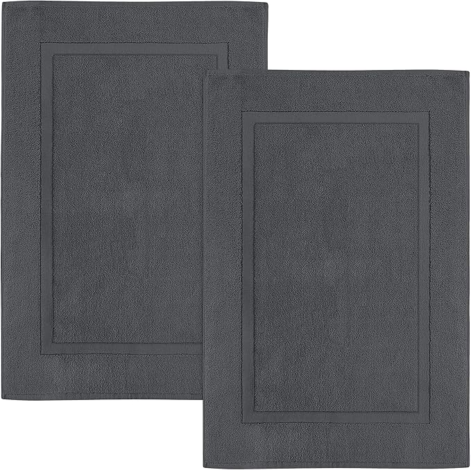 Utopia Towels Cotton Banded Rug Bath Mats, [Not a Bathroom Rug] 21x34 Inches, 100% Ring Spun Cotton - Highly Absorbent and Machine Washable Shower Bathroom Floor Towel, Grey, 32 Pack