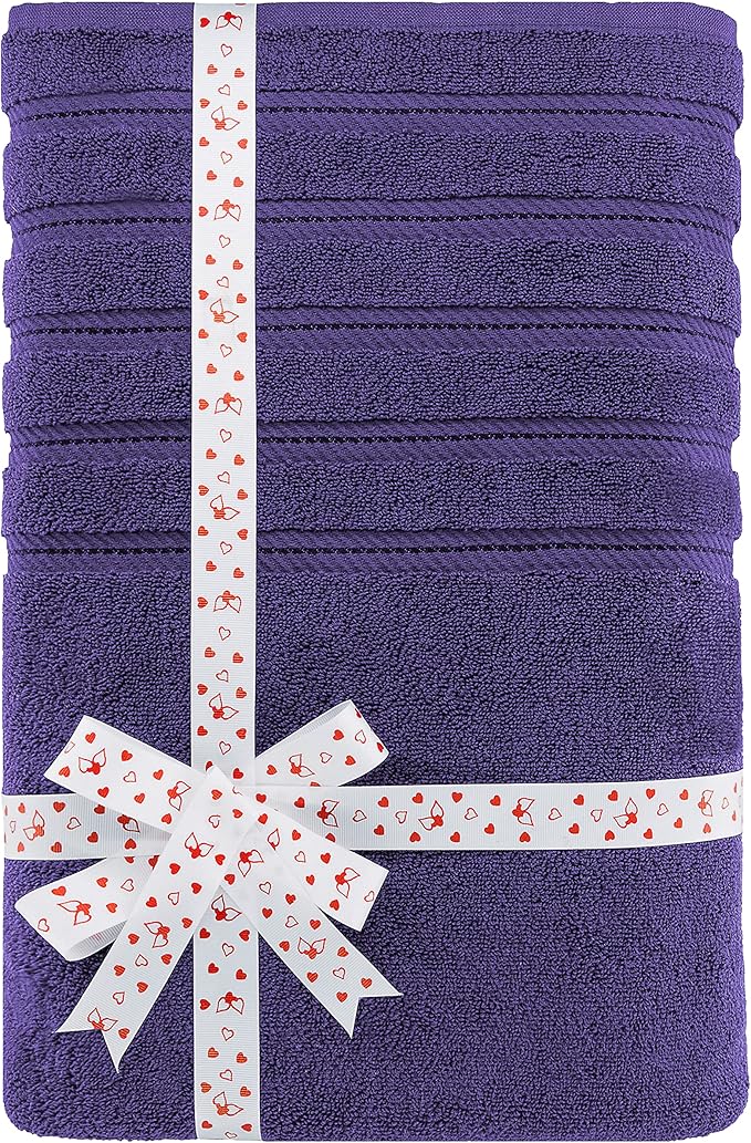 American Soft Linen 35x70 Jumbo Large Bath Towel, 600 GSM 100% Cotton Turkish Bath Sheet, Oversized Luxury Bath Towel for Bathroom Beach and Pool, Purple