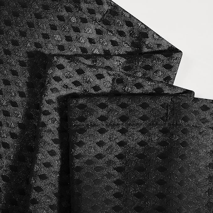 Luxury Dobby Weave Shower Curtain Elegant Hotel Style Fabric for Bathroom, Water Repellent, Machine Washable Black Dobby