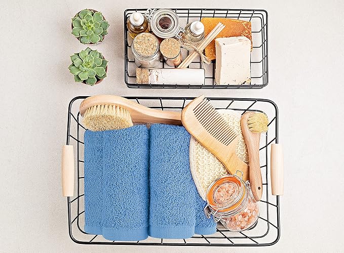 Utopia Towels 12 Pack Cotton Washcloths Set, 100% Ring Spun Cotton, Premium Flannel Face Cloths, Highly Absorbent and Soft Feel Fingertip Towels, Electric Blue, Hunter Green, Red, Mustard