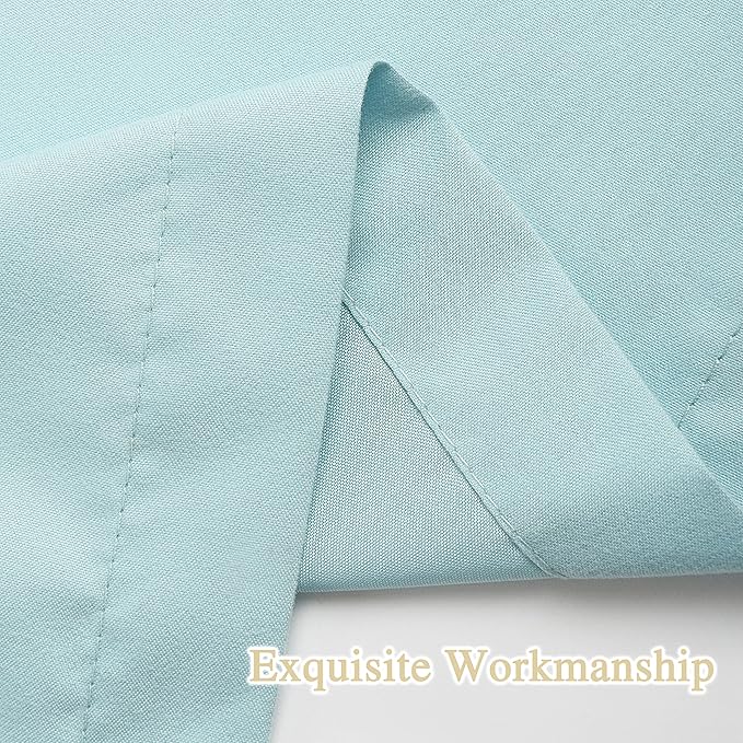 Spa Blue Ruffle Shower Curtain, Vintage Handcrafted Bow Tie Bath Curtain for Master Bathroom, Ruched Microfiber Bathroom Curtain with 12 Buttonholes, 72" W x 72" H (LQ-10)