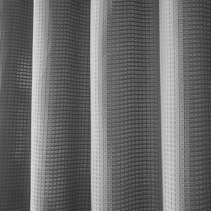 Luxury Waffle Weave Shower Curtain Elegant Hotel Style Fabric for Bathroom, Water Repellent, Machine Washable Dark Grey Waffle