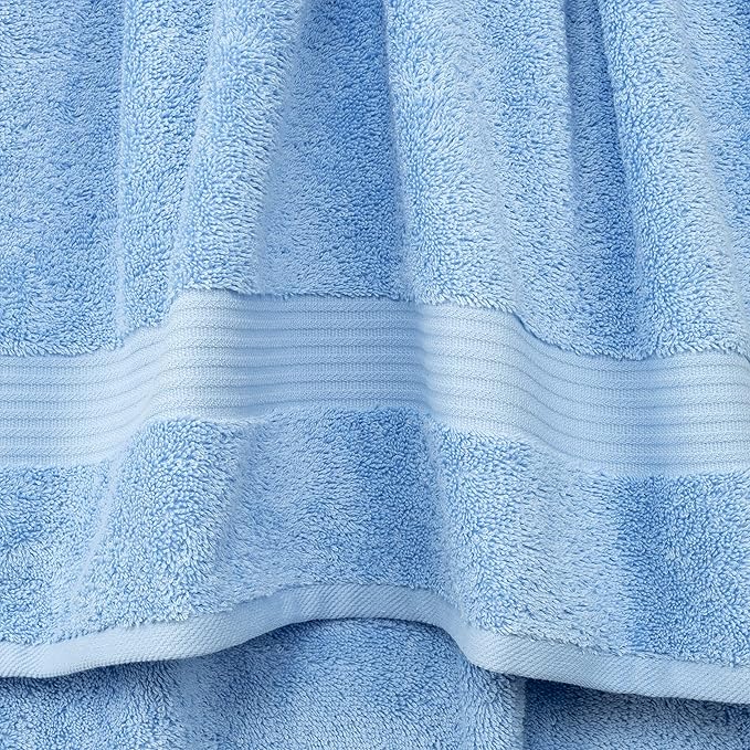 Cotton Paradise 100% Cotton Turkish Washcloth Set for Bathroom, 4 Piece Soft Absorbent Small Towels Wash Rags, Sky Blue