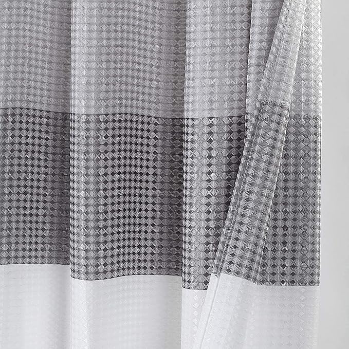Dainty Home Waffle Weave Waterproof Shower Curtains, Grey 70" x 72", Bath Curtains, Shower Curtain Waterproof Fabric with 12 Roller Ball Hooks