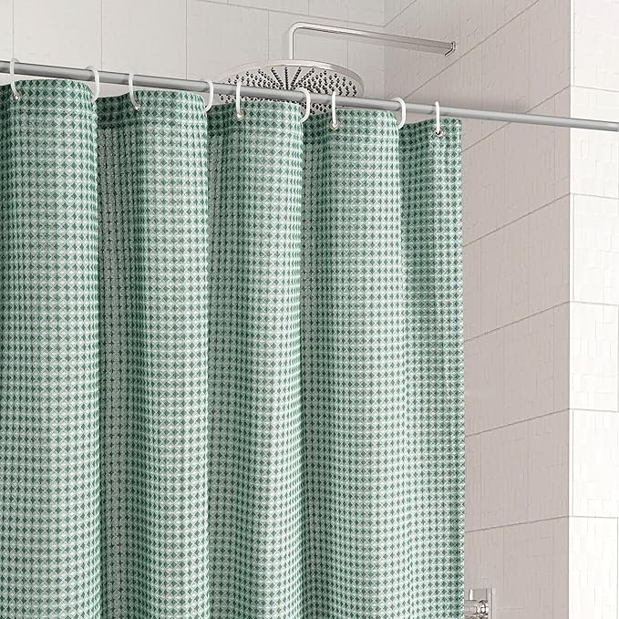 LANE LINEN Premium Shower Curtain - 72 x 72 inches Standard Sized - Spa Inspired Waffle Weave Fabric, Water Repellent, Quick Dry - Easy Care, Machine Washable - Header with Metal Grommets - Sage Green