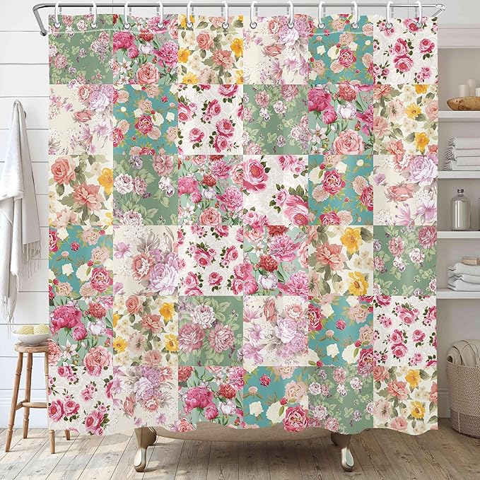 Floral Flower Shower Curtain Butterfly Bathroom Shower Curtain Set Boho Cute Shower Curtains Cloth Fabric Shower Curtain