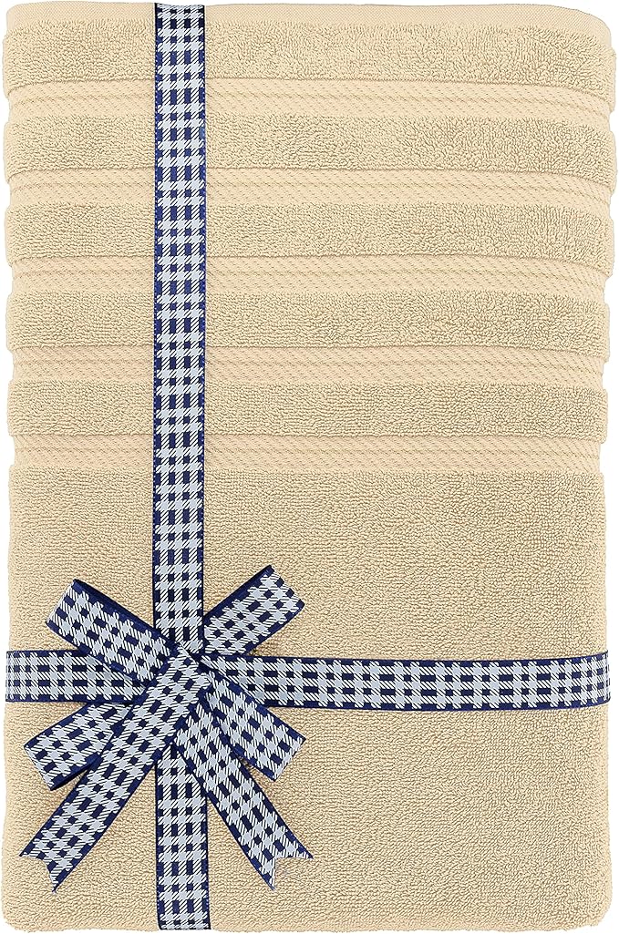 American Soft Linen 35x70 Jumbo Large Bath Towel, 600 GSM 100% Cotton Turkish Bath Sheet, Oversized Luxury Bath Towel for Bathroom Beach and Pool, Beige