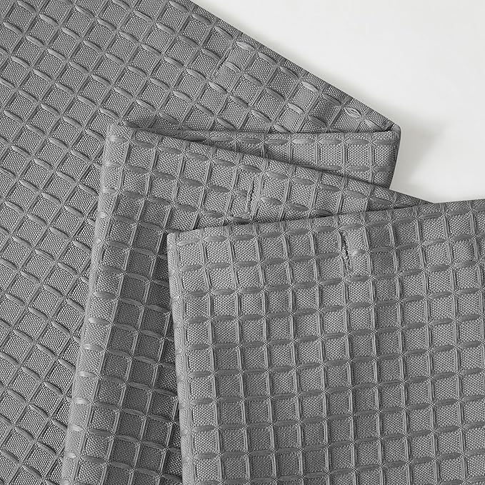 Luxury Waffle Weave Shower Curtain Elegant Hotel Style Fabric for Bathroom, Water Repellent, Machine Washable Dark Grey Waffle