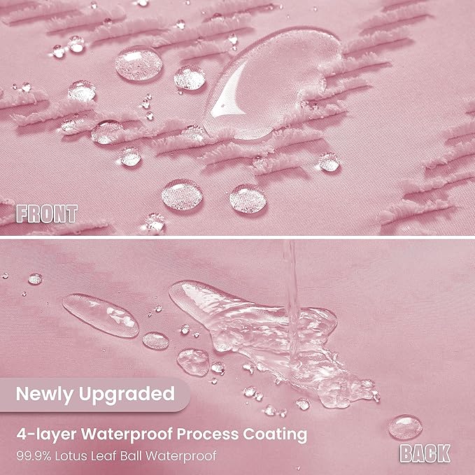 Pink Extra Long Boho Shower Curtain Pink Woven Fabric 78 in Shower Curtain, Tufted Chevron Striped, 72 x 78, Modern Chic Textured Minimalist Cute Shower Curtain for Bathroom