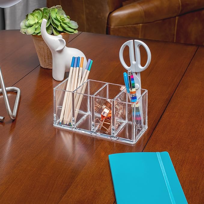 Richards Homewares Cosmetic Tray, 4-Compartment, Clear