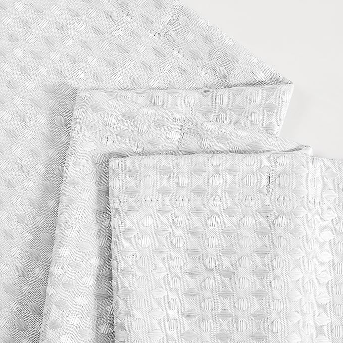 Luxury Dobby Weave Shower Curtain Elegant Hotel Style Fabric for Bathroom, Water Repellent, Machine Washable White Dobby