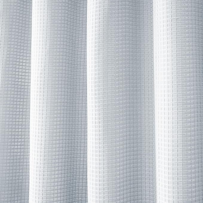 Luxury Waffle Weave Shower Curtain Elegant Hotel Style Fabric for Bathroom, Water Repellent, Machine Washable Light Grey Waffle