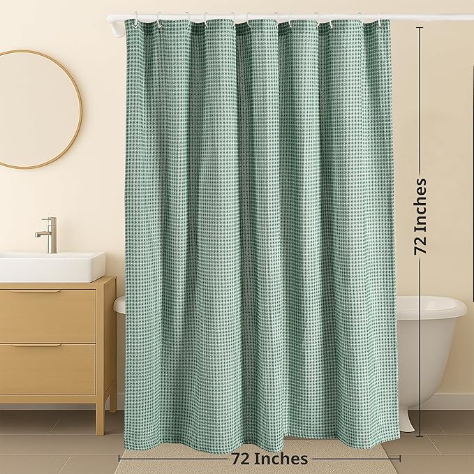 LANE LINEN Premium Shower Curtain - 72 x 72 inches Standard Sized - Spa Inspired Waffle Weave Fabric, Water Repellent, Quick Dry - Easy Care, Machine Washable - Header with Metal Grommets - Sage Green