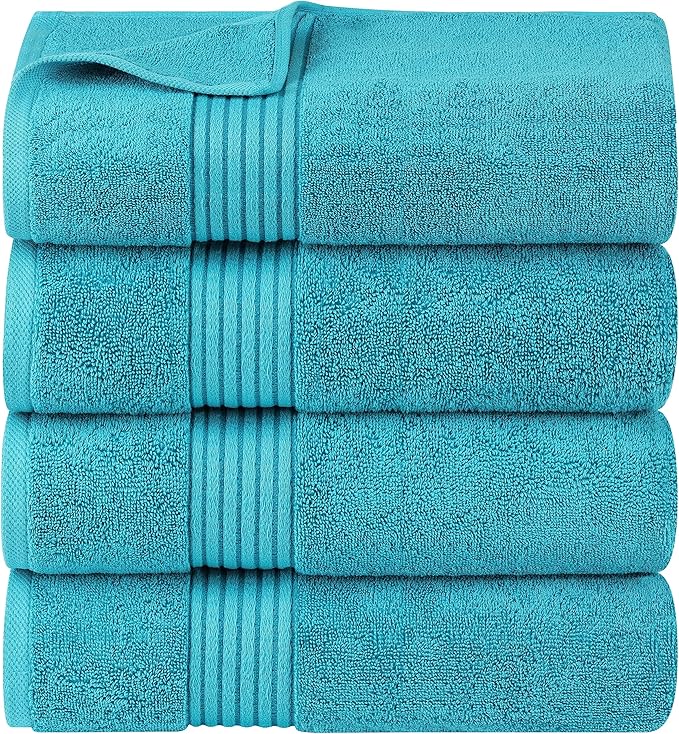 Utopia Towels Luxurious Bath Towels Set, 27 x 54 Inches 100% Ring Spun Cotton, 4 Pack Turquoise